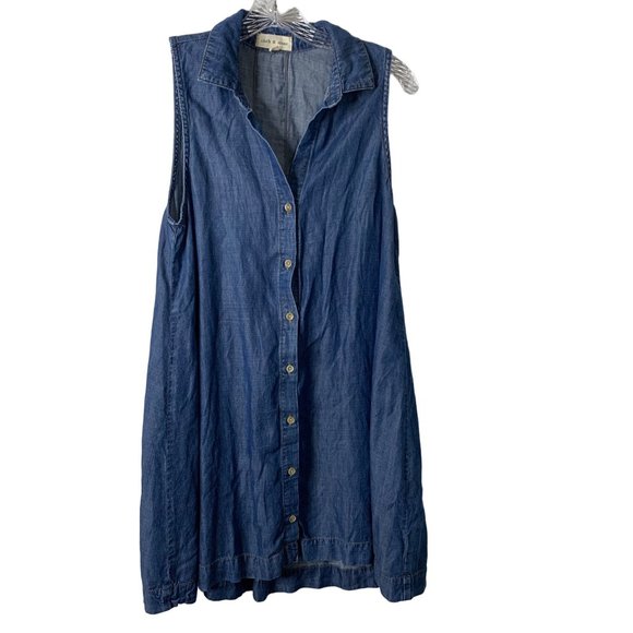 cloth & stone Dresses & Skirts - Cloth & Stone Sleeveless Chambray Dress Blue Size S Casual Button Front